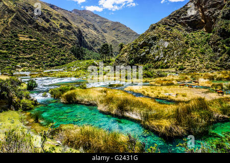 Wasserlandschaft in den peruanischen Anden. Fotografiert in der Nähe von Huancayo, Peru Stockfoto
