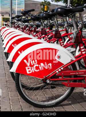 Öffentliche Viu Bicing Fahrradverleih stehen Barcelona, Katalonien, Spanien Stockfoto