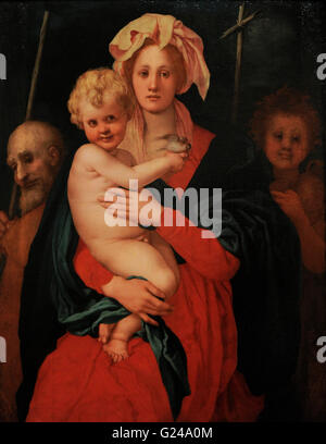 Pontormo (Jacopo Carucci) (1494-1557). Maler des italienischen Manierismus. Florentiner Schule. Die Jungfrau und Kind mit St. Joseph und St. Johannes der Täufer, frühen 1520er Jahren. Öl auf Leinwand (übertragen von Panel). Die Eremitage. Sankt Petersburg. Russland. Stockfoto