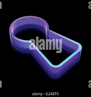 Sicherheit-Symbol: 3d Neon leuchtende Schlüsselloch aus Glas, Vektor-Illustration. Stock Vektor