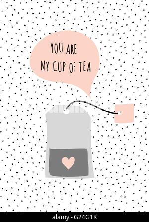 Nette und moderne St. Valentin Tag Grußkartenvorlage "Sie sind My Cup of Tea". Stock Vektor