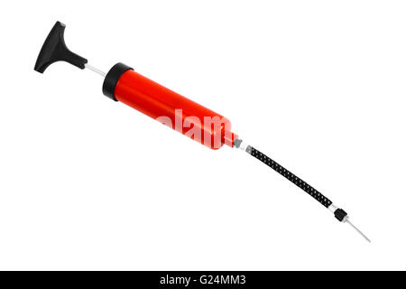 rote Luftpumpe auf weißem Hintergrund Stockfoto