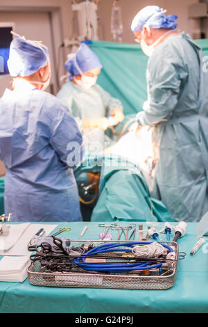 Operative Laparoskopie und Hysteroskopie Exploration hier, Behandlung der Endometriose, Krankenhaus in Limoges, Frankreich. Stockfoto