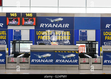 Die Billigfluglinie Ryanair Boeing 737 Flugzeug. Stockfoto