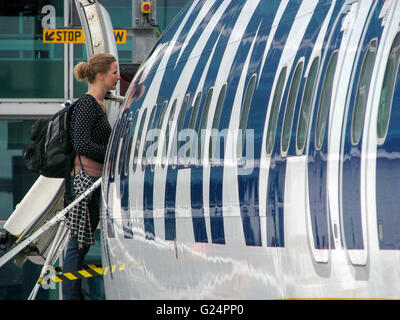 Die Billigfluglinie Ryanair Boeing 737 Flugzeug. Stockfoto