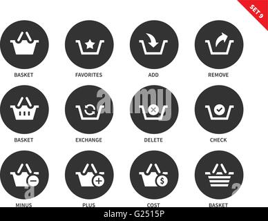 Körbe-Symbole auf weißem Hintergrund Stock Vektor