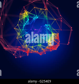 Abstrakte molekulare Struktur auf dunklem Hintergrund Stockfoto