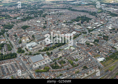 Eine Luftaufnahme des Stadtzentrums von Darlington County Durham Stockfoto