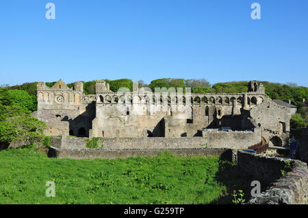 Ruinen des Bischofspalastes in St. Davids Kathedrale, Pembrokeshire, Wales, UK Stockfoto