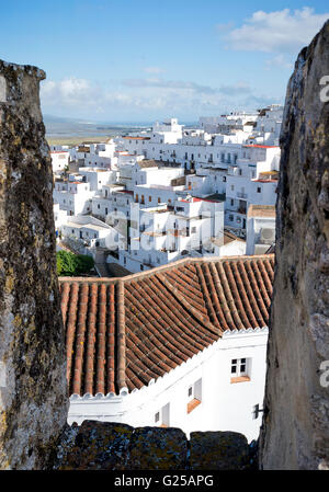 Stadtbild, Vejer De La Frontera, Cádiz, Andalusien, Spanien Stockfoto