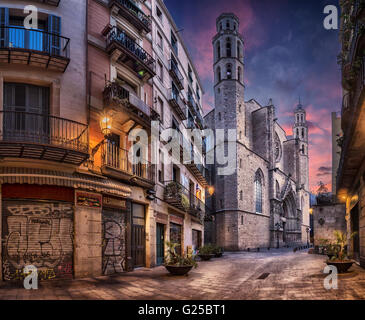 Kathedrale Santa Maria del Mar in Ghotic Viertel von Barcelona Stockfoto