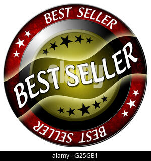 Bestseller rund um rotes Symbol isoliert Stockfoto