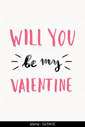 "Wird Sie sein My Valentine" niedlich und moderne typografische Gestaltung Valentinstag Tag Grußkartenvorlage. Stock Vektor