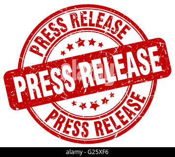 Pressemitteilung rot Grunge Runde Vintage Stempel Stockfoto