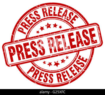 Pressemitteilung rot Grunge Runde Vintage Stempel Stockfoto