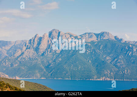Scandola Naturreservat in Korsika. Weltkulturerbe der UNESCO. Stockfoto