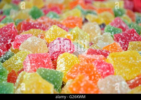 Nahaufnahme von bunten Bonbons als Hintergrund Stockfoto