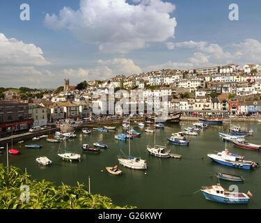 GB - DEVON: Malerische Hafen von Brixham & Stadt Stockfoto