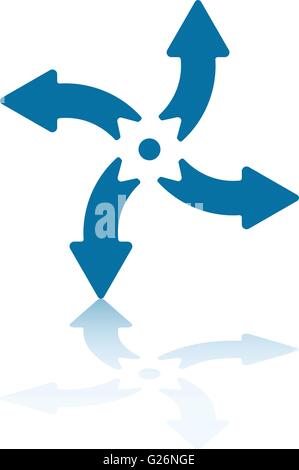 Vier Pfeile In n/s/E/W Richtungen gebogen Stock Vektor