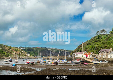 Das kleine Fischerdorf unteren Fishguard oder Abergwaun, auf der Pembrokeshire Coast in West Wales, wo unter Milch Holz gedreht wurde Stockfoto