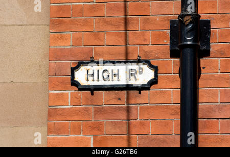 Hohe Straße Zeichen, Beeston, Nottinghamshire, England, UK Stockfoto