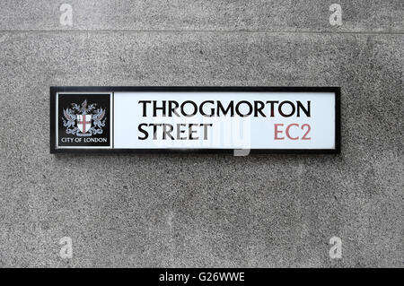 Throgmorton Straßenschild in Stadt von London EC2 KATHY DEWITT Stockfoto