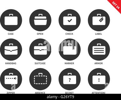Koffer-Symbole auf weißem Hintergrund Stock Vektor