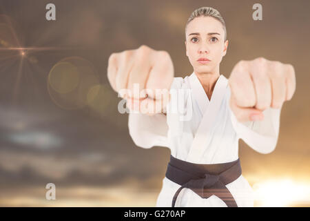 Zusammengesetztes Bild Sportlerin üben judo Stockfoto