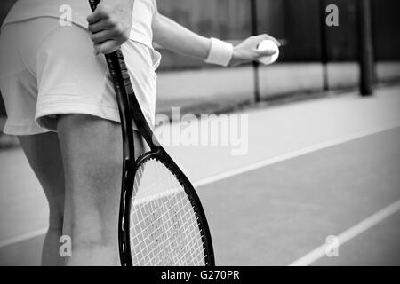 Tennis Player bereit zu dienen Stockfoto