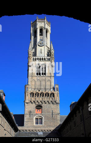 Der Belfried (1240) von Brügge, Belgien Stockfoto