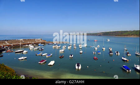 Der Hafen und Strand in New Quay, Ceredigion, Wales Stockfoto