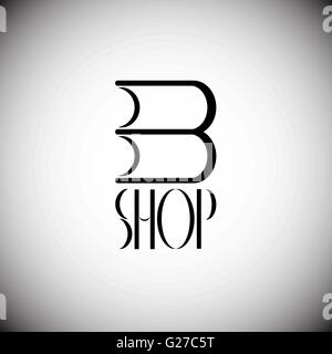 Vektor-Buch-Shop-Logo. Buch-Shop-Emblem. Buch Shop-Display-Fenster-element Stock Vektor