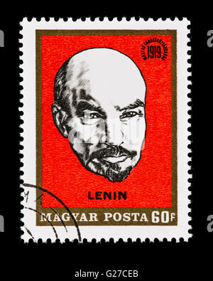 Briefmarke aus Ungarn zeigt eine Büste von Lenin. Stockfoto