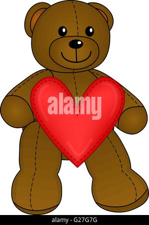 Cartoon-Teddy mit Herz Stock Vektor