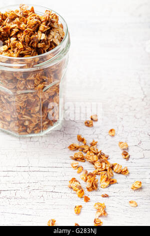 Gesundes Frühstück Müsli, Müsli im Weckglas Stockfoto