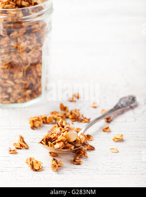 Gesundes Frühstück Müsli, Müsli im Weckglas Stockfoto