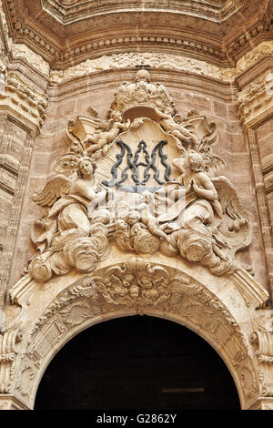 Los Hierros Tür. Kathedrale. Valencia. Comunitat Valenciana. Spanien Stockfoto