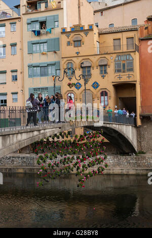 BLUMENKUNST AUSSTELLUNG IN GIRONA. KATALONIEN. Spanien. Stockfoto