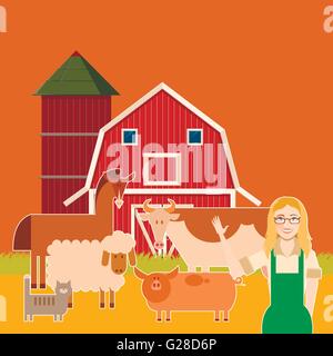 Bauernhof-Banner mit flachen animals3 Stock Vektor
