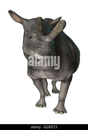 3D-Rendering einer starb Tier Brontotherium auf weißem Hintergrund isoliert Stockfoto