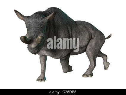 3D-Rendering einer starb Tier Brontotherium auf weißem Hintergrund isoliert Stockfoto