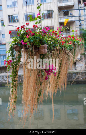 BLUMENKUNST AUSSTELLUNG IN GIRONA. KATALONIEN. Spanien. Stockfoto