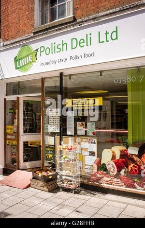 Ein polnischer Feinkostladen in Devizes UK Kalk Stockfoto