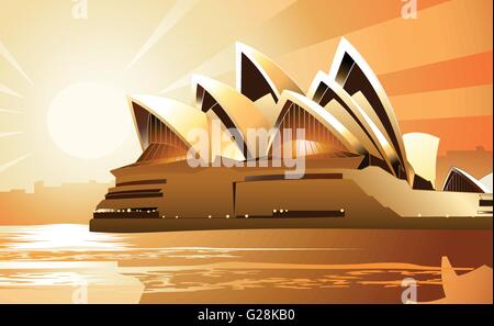 Sydney Opera House bei Sonnenaufgang Stock Vektor