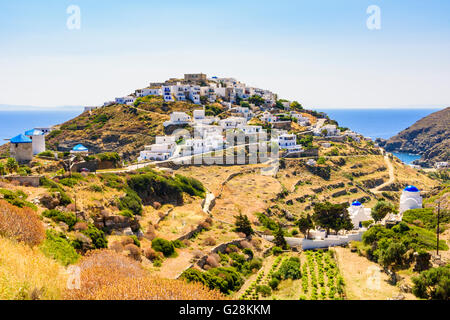 Kastro mit Blick auf das Ägäische Meer, Insel Sifnos, Kykladen, Griechenland Stockfoto