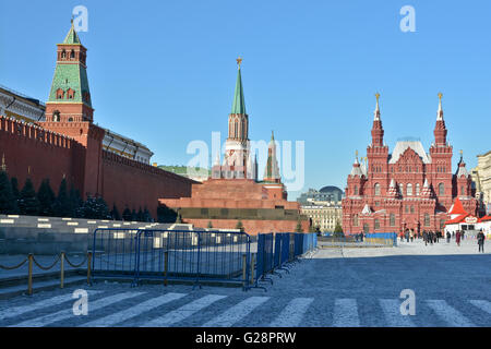 Moskauer Kreml und dem Lenin Mausoleum. Der Rote Platz in Moskau an einem sonnigen Tag. Stockfoto