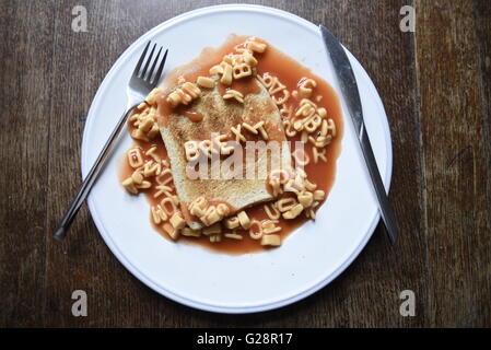 Brexit - EU-Referendum Konzept Bild Kinder Alphabet Nudeln auf toast Stockfoto