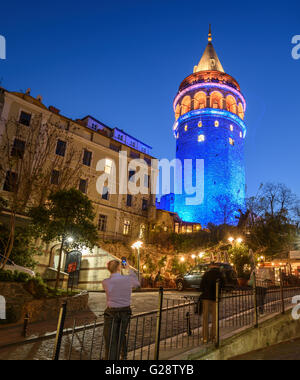 Galata-Turm, der hohe starke Punkt in Beyoglu, Istanbul, Türkei Stockfoto