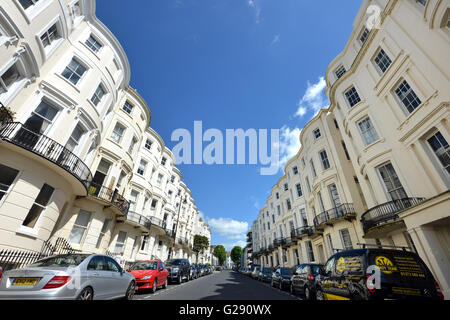 Bow fronted georgischen (Regency) Häuser in Kemptown, Brighton UK Stockfoto