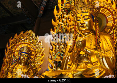 Rerliogius-Statue in Longhua Tempel, Shanghai - China. Longhua-Tempel ist ein buddhistischer Tempel der Maitreya Buddha gewidmet. Stockfoto